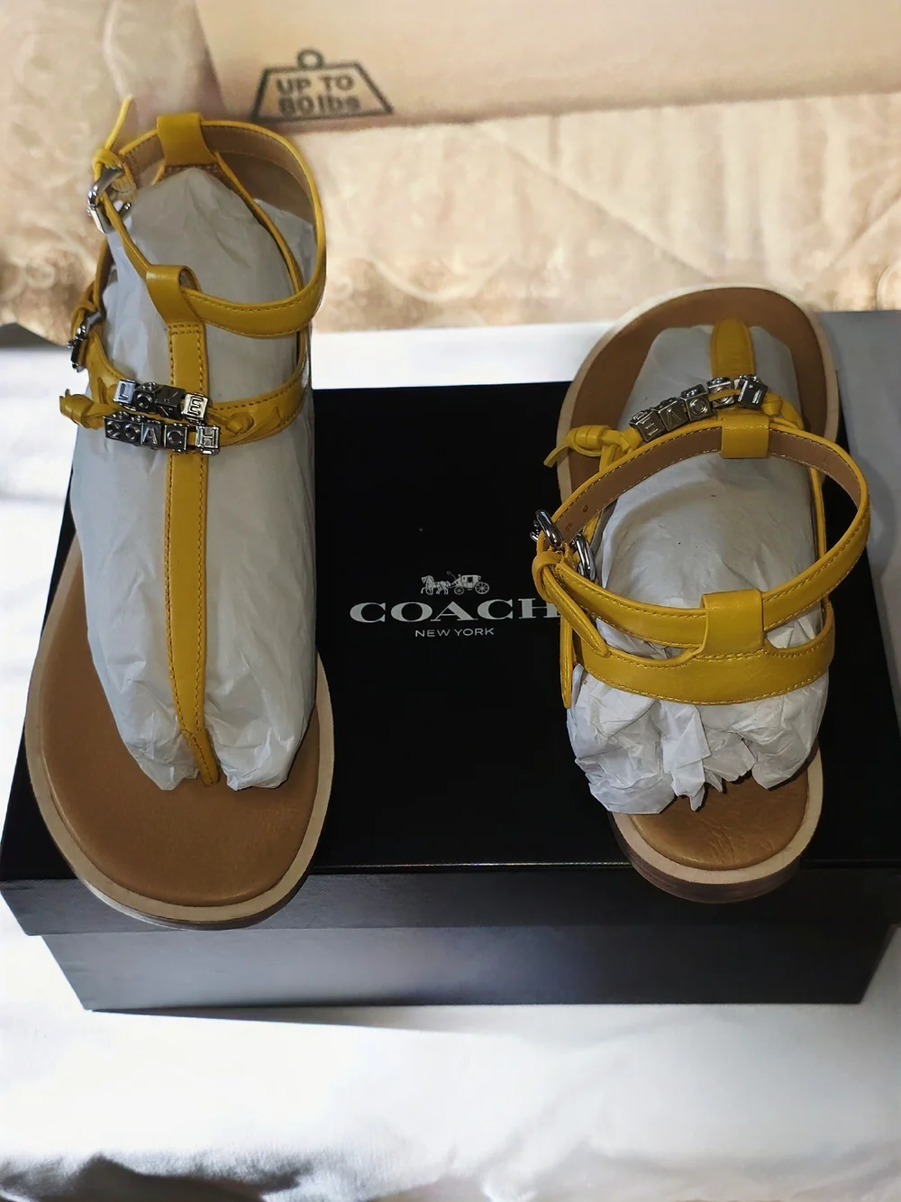 COACH Becky Semi Matte Calf Leather Sandals In Canary Size 7M - Picture 8 of 12